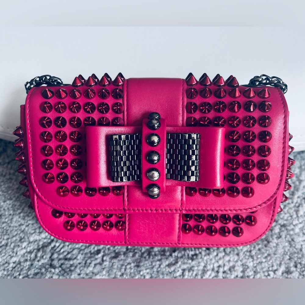 Christian Louboutin Pink Studded Clutch or Crossbody Bag
